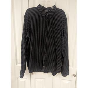 Rare Vans XXL Cotton Flannel Shirt Black Red Grey White Stripe Woven 100% Cotton